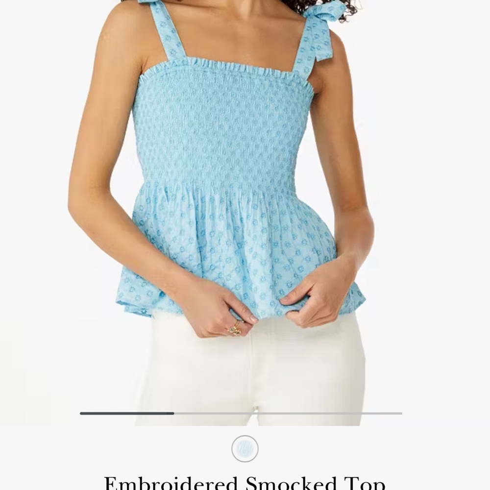 Kate Spade Light Blue Smocked Tank Top NEW